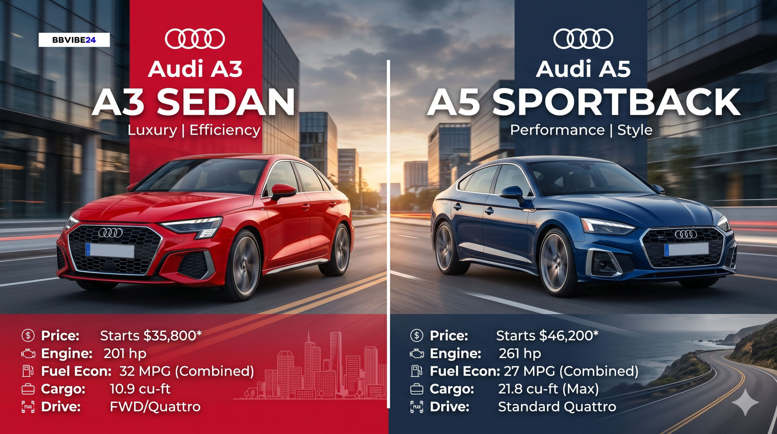 Audi A3 vs. Audi A5 Sedan Comparison